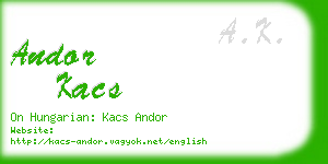 andor kacs business card